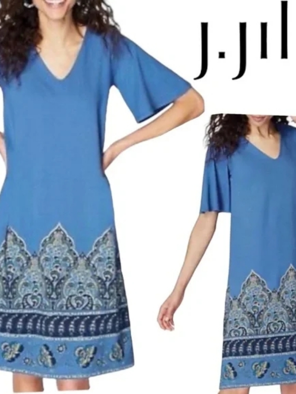 J Jill NWT Wherever Collection Paisley Popover Midi Dress Travel XL